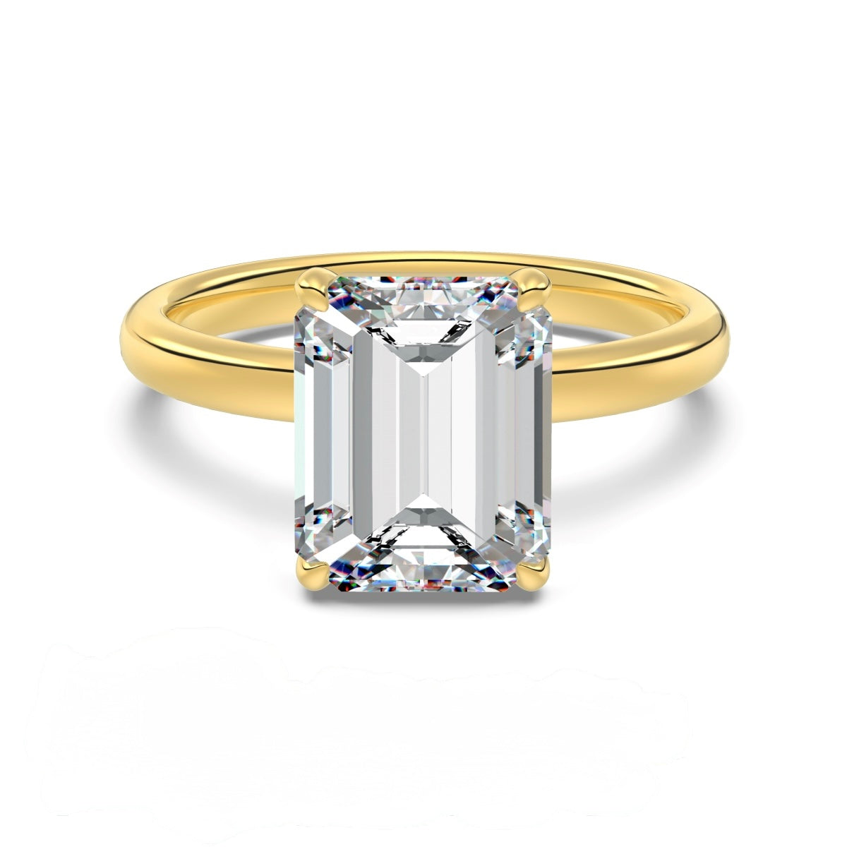 14K EMERALD CUT RING